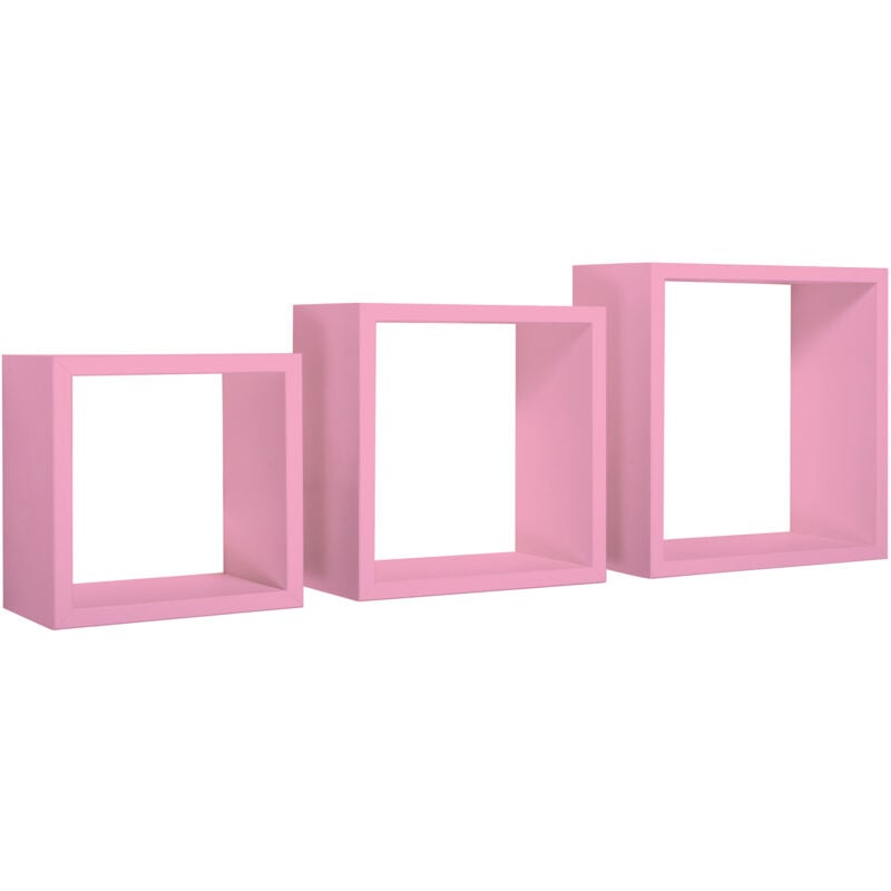 foto del prodotto set 3 mensole da parete cubo in fibra di legno incubo rosa blush