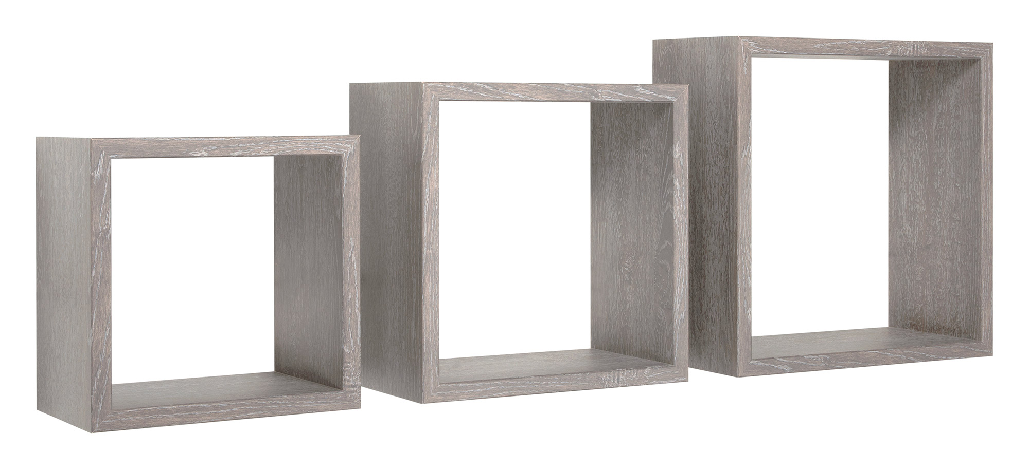 foto del prodotto set 3 mensole da parete cubo in fibra di legno incubo rovere grigio new