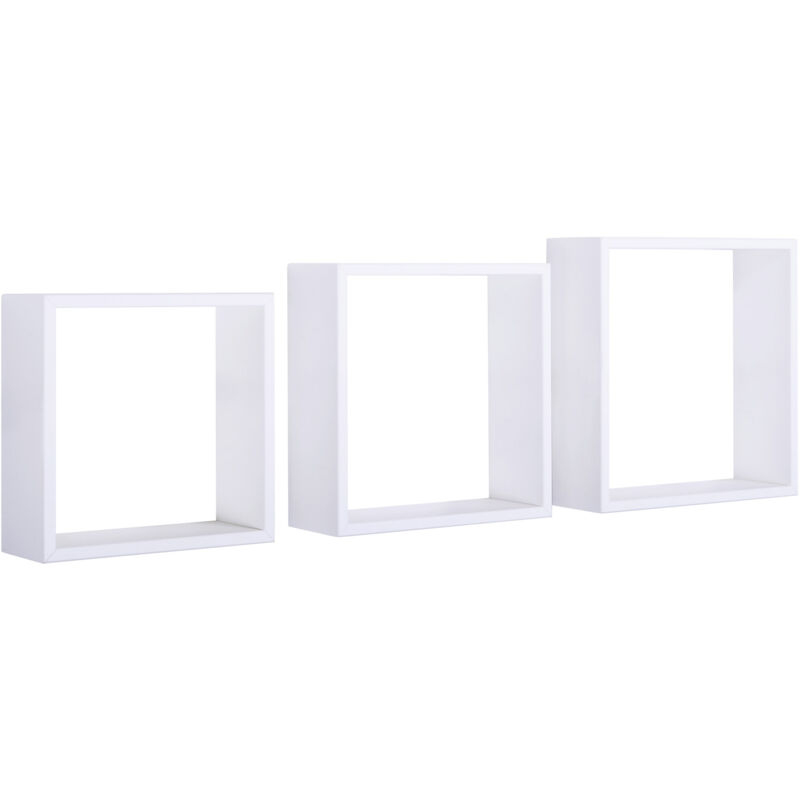 foto del prodotto set 3 mensole da parete cubo in fibra di legno incubo slim bianco