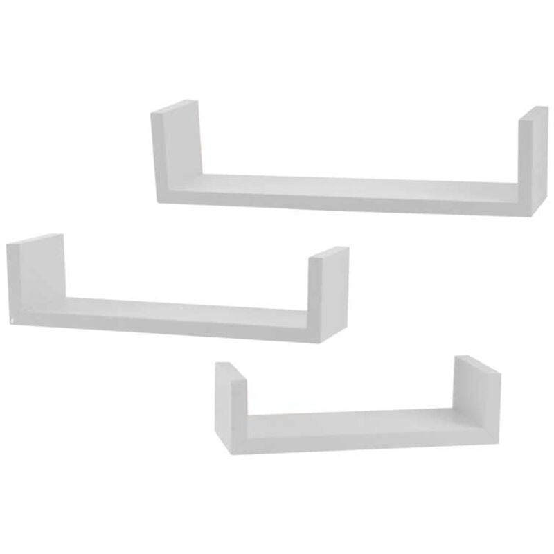 foto del prodotto set 3 mensole lineari in differenti dimensioni con finitura bianca