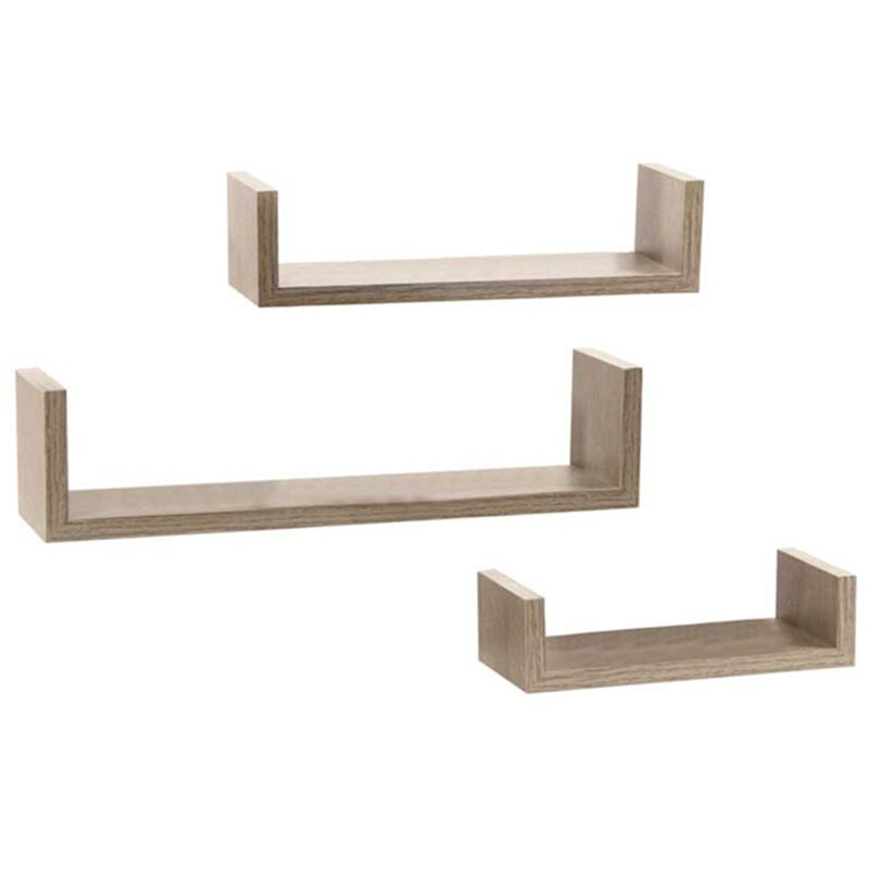 foto del prodotto set 3 mensole lineari in differenti dimensioni con finitura rovere