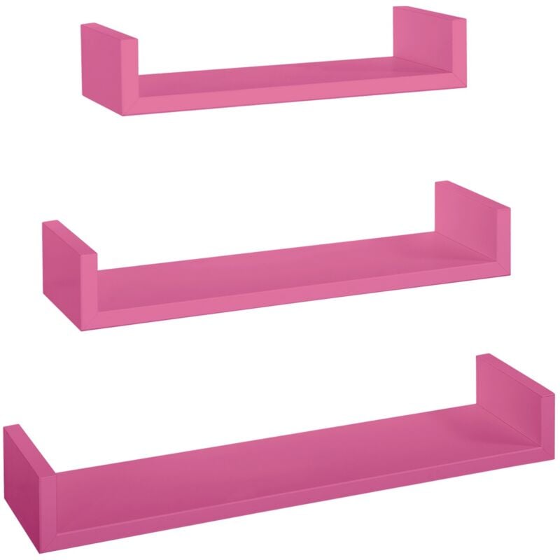foto del prodotto set 3 mensole parete fuxia scaffale salotto soggiorno camera moderno calamita
