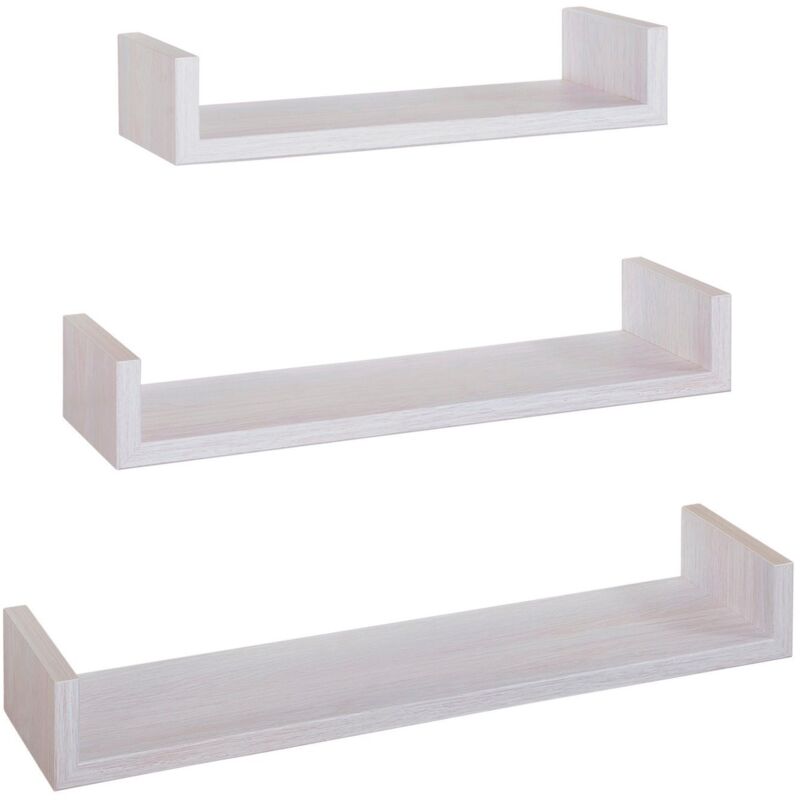 foto del prodotto set 3 mensole parete rovere bianco scaffale salotto soggiorno camera moderno calamita
