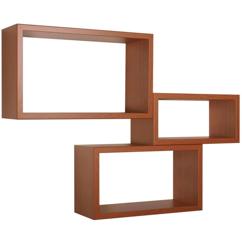 foto del prodotto set 3 mensole rettangolari parete ciliegio scaffale salotto soggiorno camera trittico