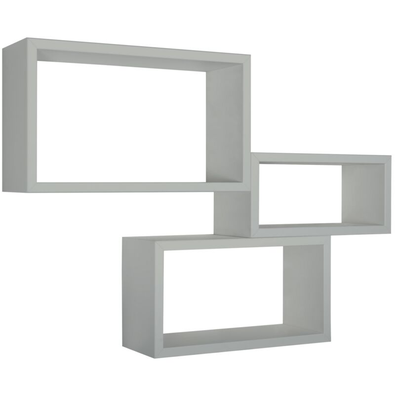 foto del prodotto set 3 mensole rettangolari parete grigio scaffale salotto soggiorno camera trittico