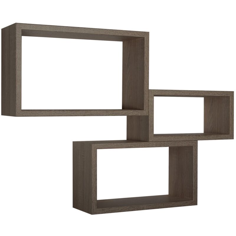 foto del prodotto set 3 mensole rettangolari parete noce scaffale salotto soggiorno camera trittico