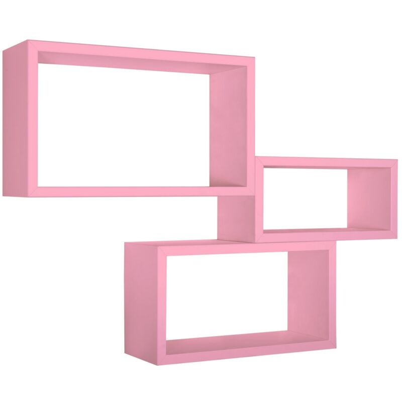 foto del prodotto set 3 mensole rettangolari parete rosa scaffale salotto soggiorno camera trittico