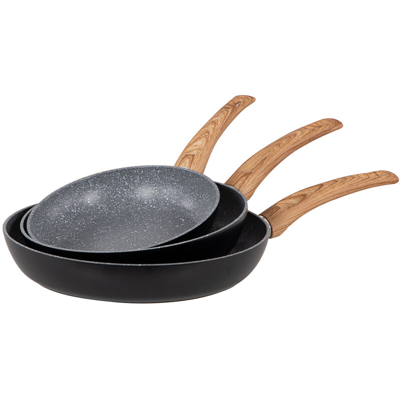 foto del prodotto set 3 padelle alluminio 20 24 28cm padella antiaderente manico ergonomico nero