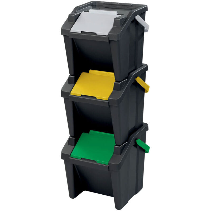 foto del prodotto set 3 pattumiere differenziata 30lt verticali 38x38x37cm