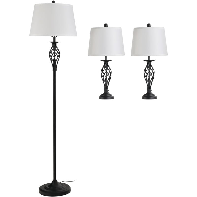foto del prodotto set 3 pezzi 1 lampada da terra e 2 lampade da tavolo design vintage homcom