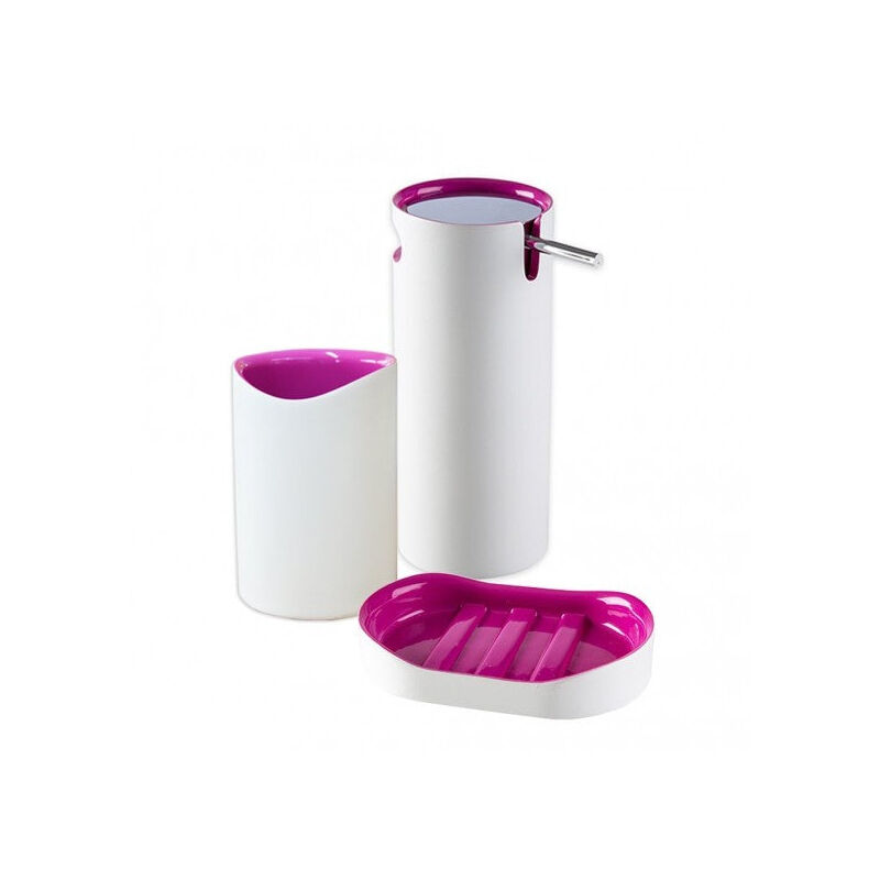 foto del prodotto set 3 pezzi accessori da appoggio serie idol dispenser porta sapone e bicchiere