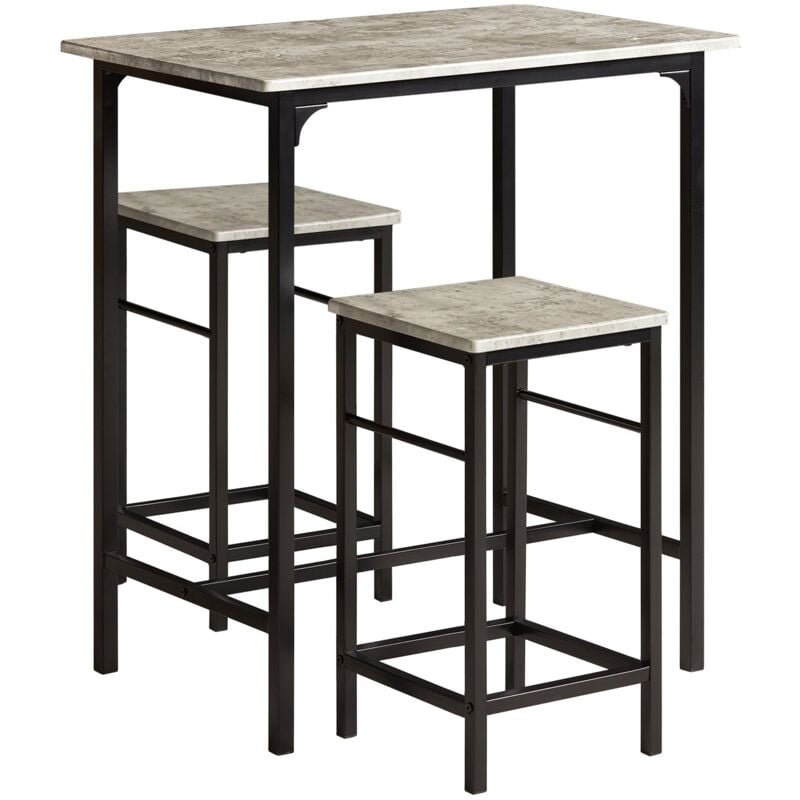 foto del prodotto set 3 pezzi tavolo con 2 sgabelli mobile bar per casa stile industriale grigio, l80p50a88cm, grigio ogt10 hg sobuy