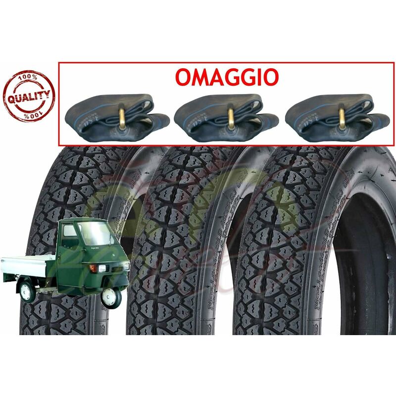 foto del prodotto set 3 pneumatici 100 90 10 3 camere d aria per piaggio ape scooter vespa vespone 61l gomme copertoni disegno m i c h e l i n union