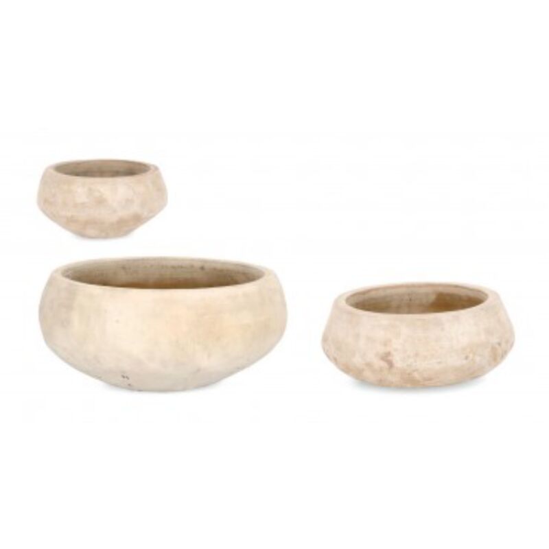 foto del prodotto set 3 portavaso minh ciotola terracotta per uso esterno. marrone chiaro