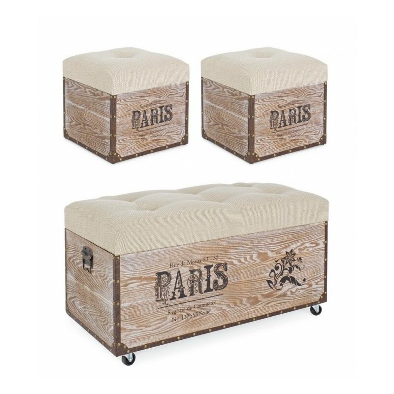foto del prodotto set 3 pouf paris corda brown