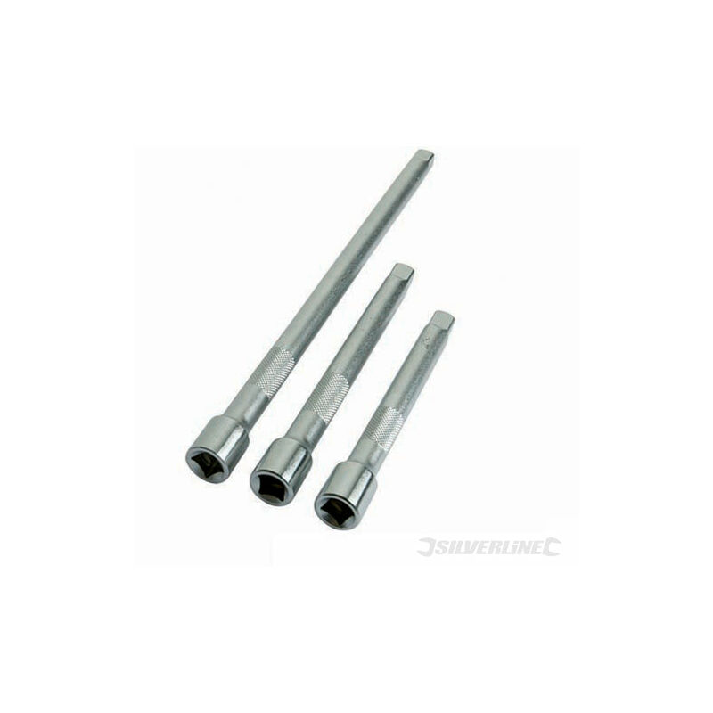 foto del prodotto set 3 prolunghe chiavi per cricchetto in acciaio attacco 3 8 prezzo silverline