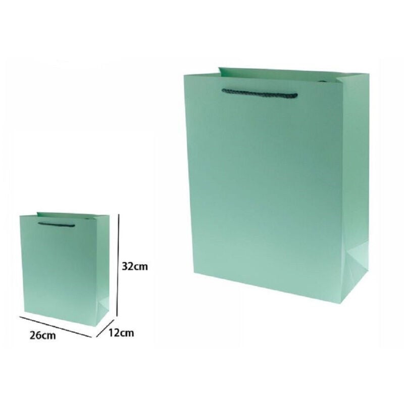 foto del prodotto set 3 pz buste borsa regalo sacchetti 32x26x12cm 69908 verde con manico cordino trade shop traesio