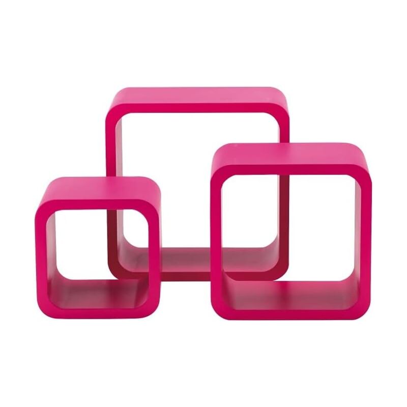 foto del prodotto set 3 pz cm 17x17x15 22x22x15 27x27x15 mensola quadra stondata fucsia cartone da 4 pezzi king home