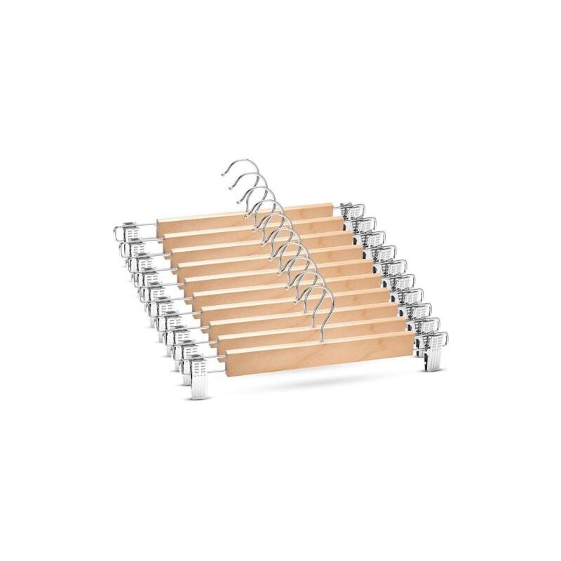 foto del prodotto set 3 pz grucce in legno con clip regolabili. art.10444