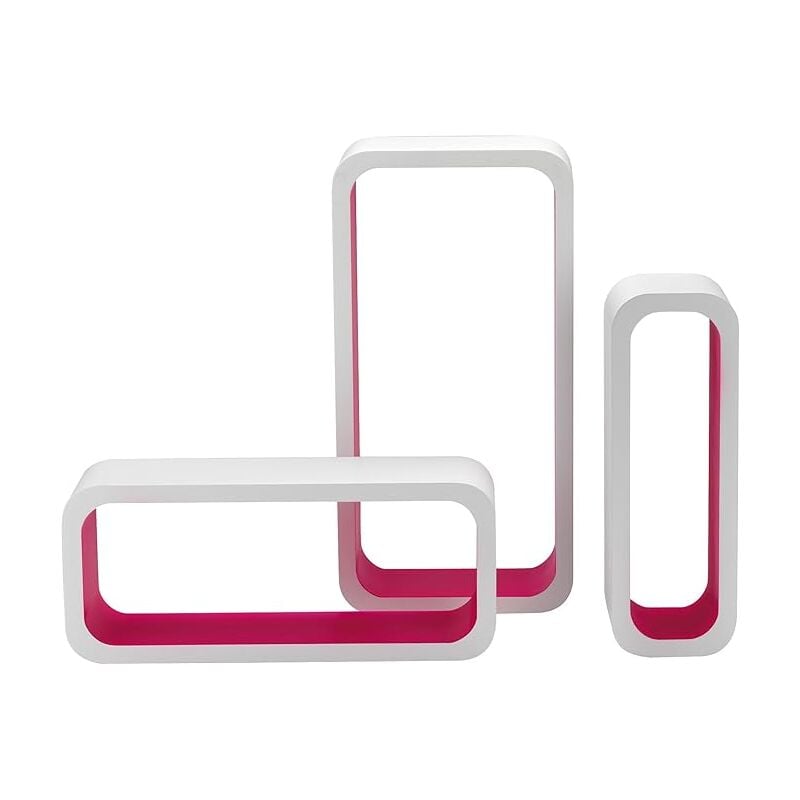 foto del prodotto set 3 pz mensole design moderno arredo camera cameretta salone bar colore fucsia