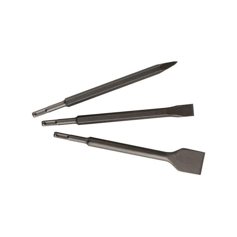 foto del prodotto set 3 scalpelli sds plus 2 spatola 1 a punta martello demolitore scalpello 250mm