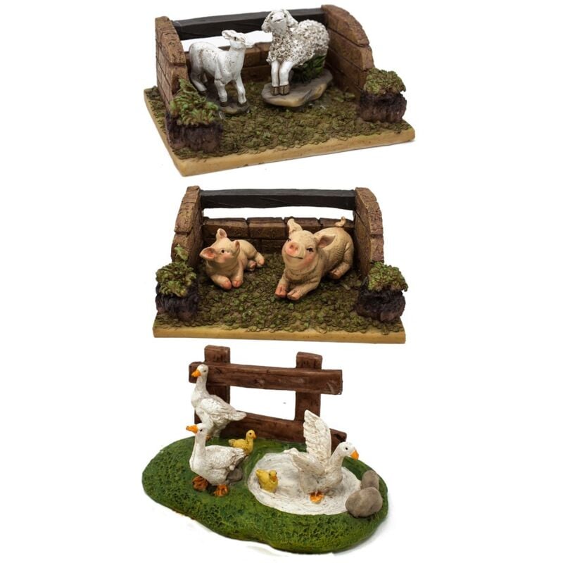 foto del prodotto set 3 scene in resina con animali per presepe assortite 48215