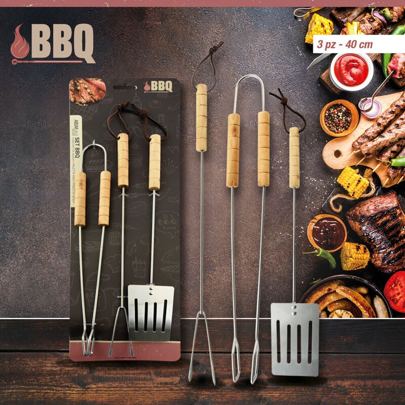 foto del prodotto set 3 utensili per barbecue