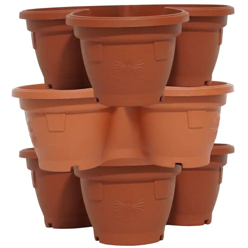 foto del prodotto set 3 vasi giardino per piante 6lt con sottovaso color terracotta sovrapponibili