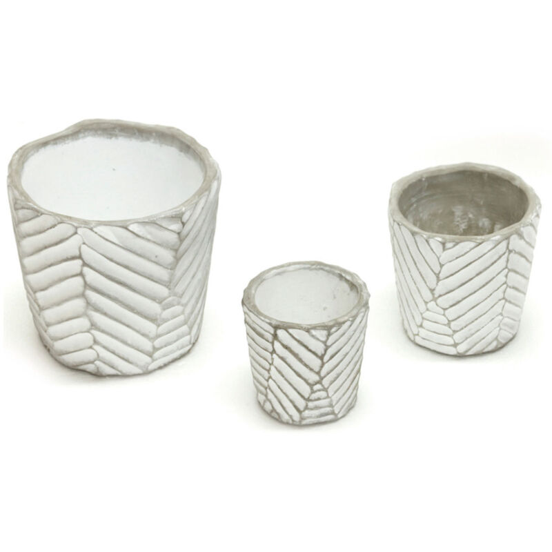 foto del prodotto set 3 vaso decorativo moderno per fiori in cemento design modello leaf