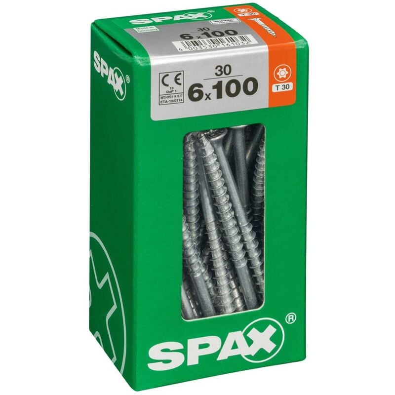 foto del prodotto set 30 viti spax in acciaio testa svasata torx, diam.6 mm x l.100 mm spax