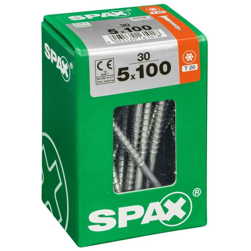 foto del prodotto set 30 viti spax torx in acciaio a testa svasata, diam.5 mm x l.100 mm spax