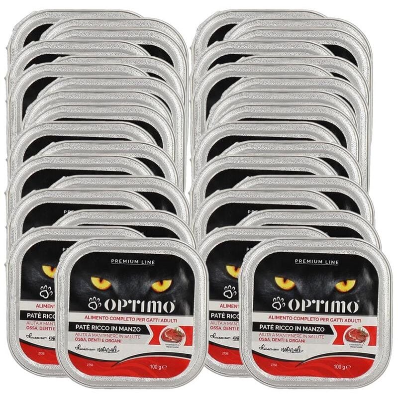 foto del prodotto set 32 optimo patè per gatto in confezione da 100 gr gusto manzo