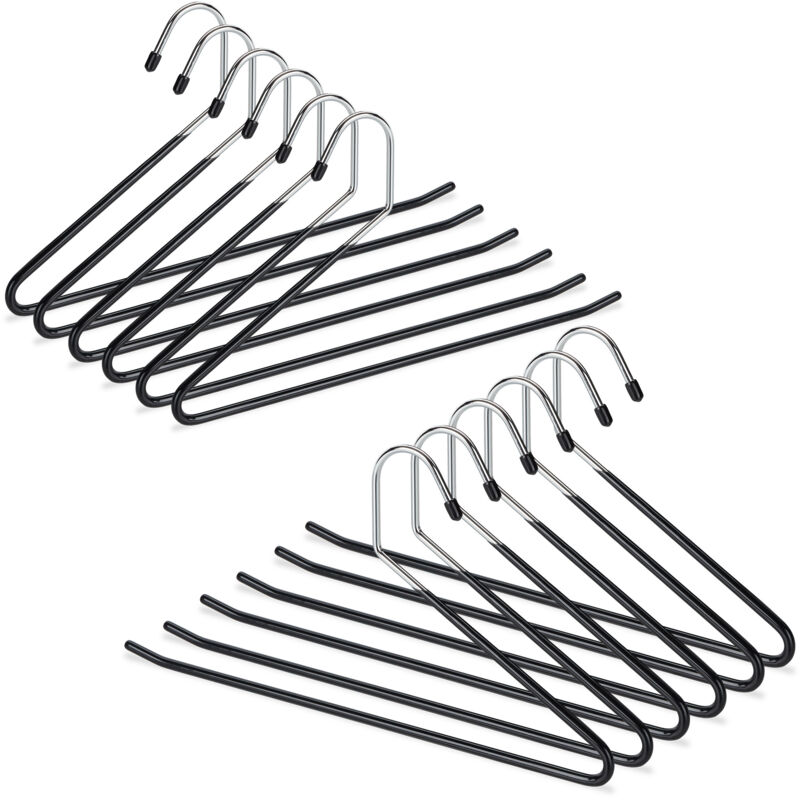 foto del prodotto set 36x grucce appendiabiti per pantaloni antiscivolo, gommate in metallo, salvaspazio, 35 cm, nero