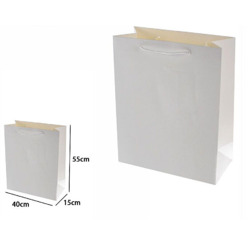 foto del prodotto set 3pz buste borsa regalo sacchetti 55x40x15cm 69902 bianco con manico cordino trade shop traesio
