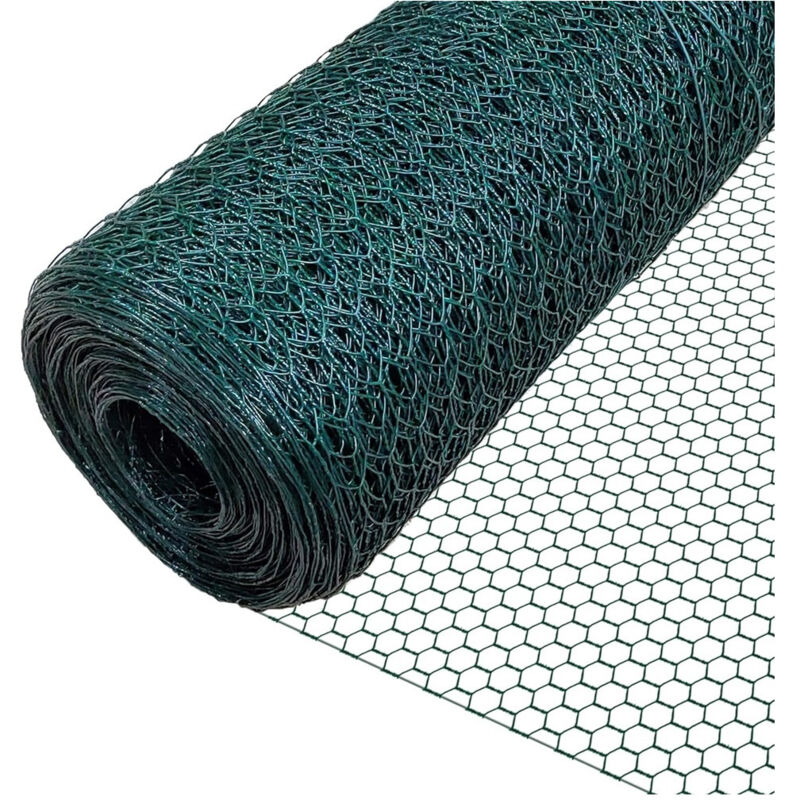 foto del prodotto set 3pz rete metallica plastificata 0.5x3mt maglia esagonale 19mm recinzione 020245 trade shop traesio