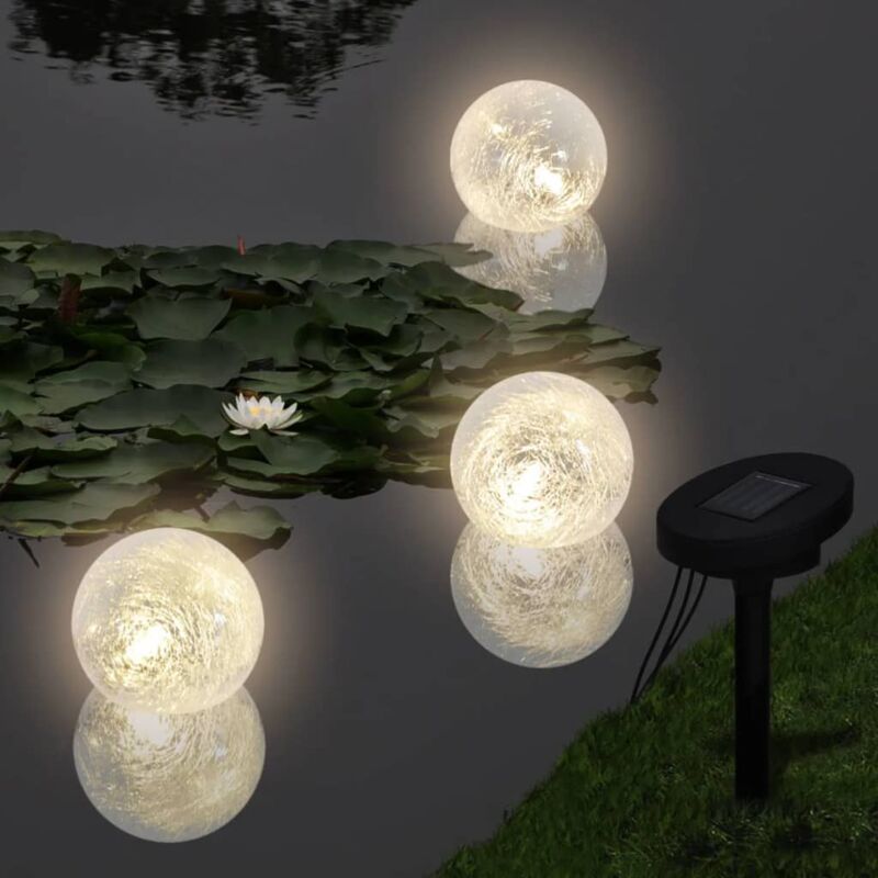 foto del prodotto set 3x lampada galleggiante solare a led per laghetto piscina