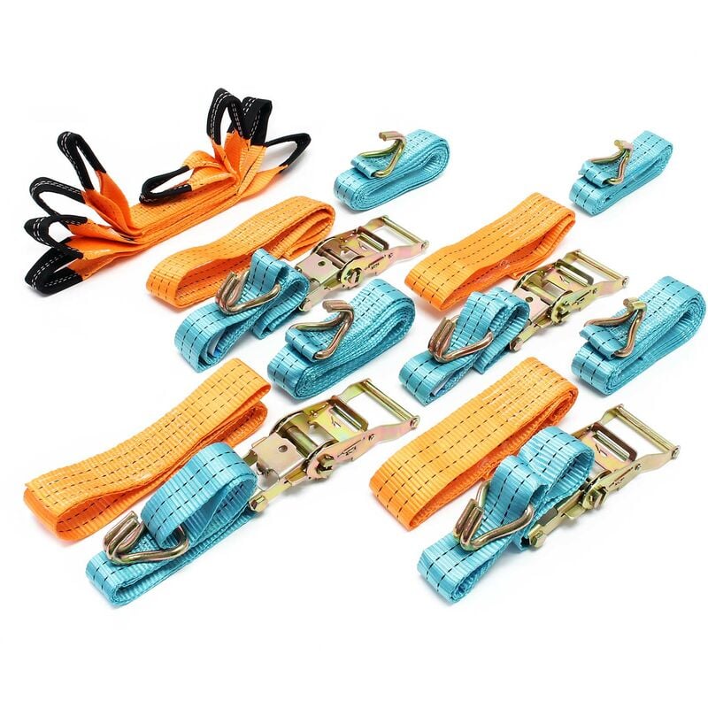 foto del prodotto set 4 cinghie pneumatici 35mmx3,5m 3000dan per fissaggio auto su bisarca carro attrezzi autocarro
