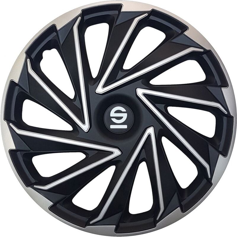 foto del prodotto set 4 copricerchi 14 pollici copriruota auto varese spc1480svbk argento nero
