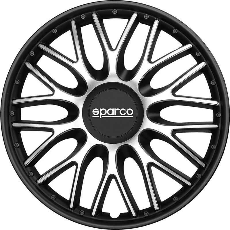 foto del prodotto set 4 copricerchi 15 pollici copriruota auto roma spc1596svbk argento nero
