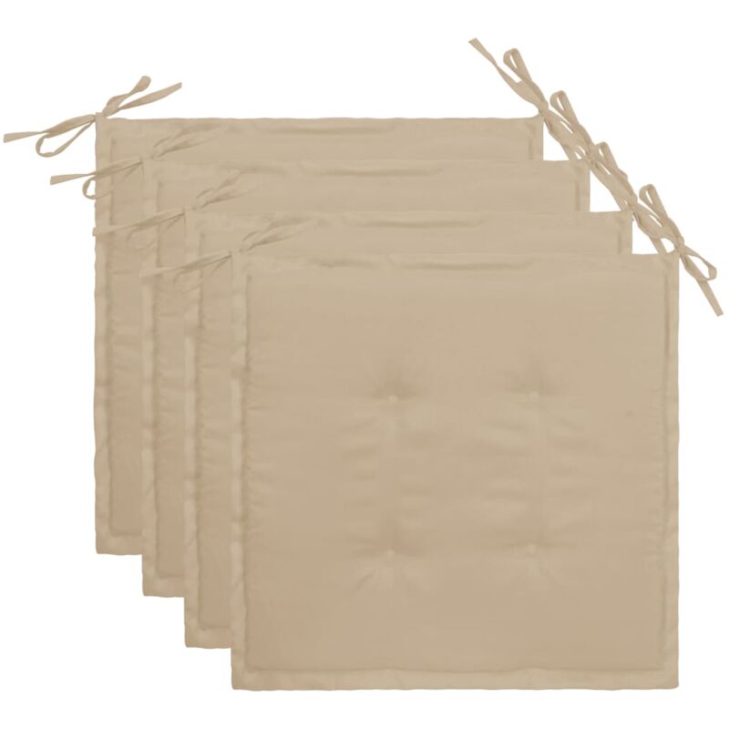 foto del prodotto set 4 cuscini per sedia da giardino 100 poliestere impermeabile beige 40x40x3 cm dec021724