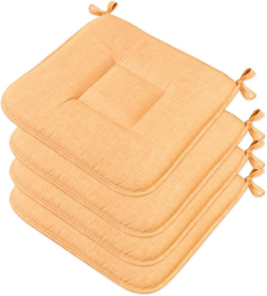 foto del prodotto set 4 cuscini sedia cucina cotone morbidi lavabili universali coprisedia colore pastello arancione