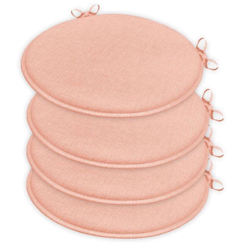 foto del prodotto set 4 cuscini sedia rotondi cotone lavabili morbidi coprisedia tondo tinta unita pastello rosa