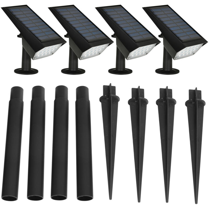 foto del prodotto set 4 faretti con picchetto 1 colore 17x10x48.3cm ip65 luce solare nero outsunny