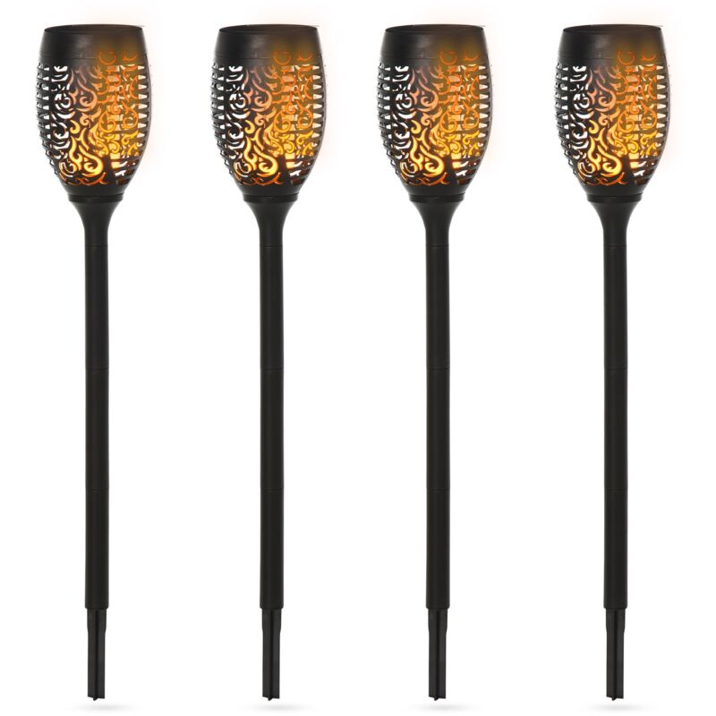 foto del prodotto set 4 faretti solari da giardino 12x72 cm in plastica nero