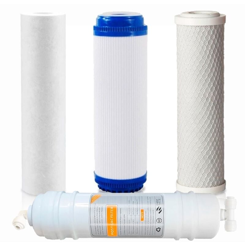 foto del prodotto set 4 filtri universali per osmosi inversa 5 stadi con postfiltro a connessione rapida