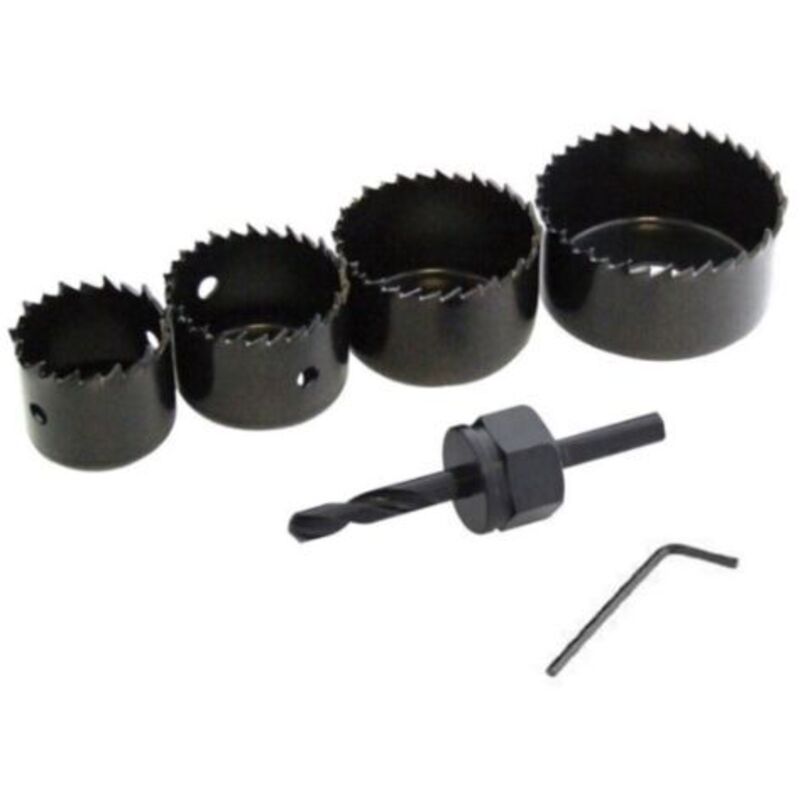 foto del prodotto set 4 frese legno a tazza attacco varie misure buchi trapano seghe punta