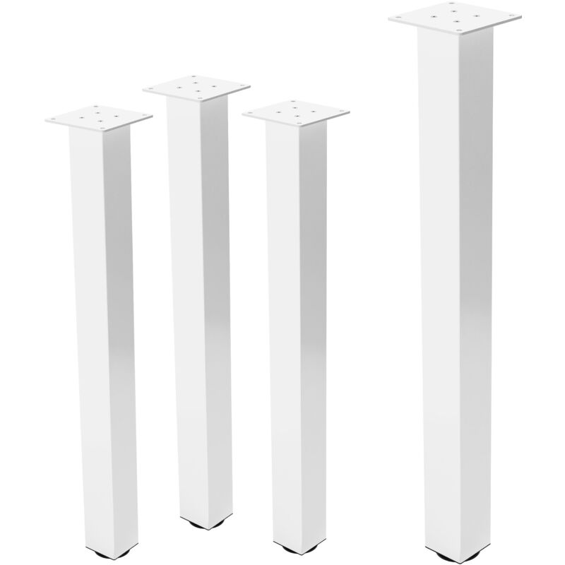 foto del prodotto set 4 gambe da tavolo 90 cm design a i acciaio verniciato bianco lucido profilo 8x8cm piedini regolabili in altezza gambe per mobili adatte per
