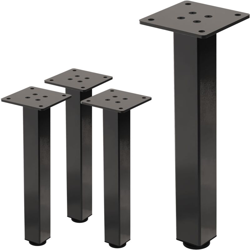 foto del prodotto set 4 gambe da tavolo i design 30 cm in acciaio verniciato a polvere grigio scuro con piedini regolabili e piastra di montaggio 4 mm per tavolini
