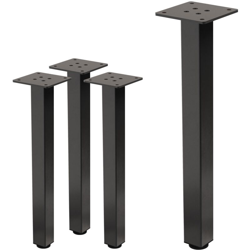 foto del prodotto set 4 gambe da tavolo i design 42 cm in acciaio verniciato a polvere grigio scuro con piedini regolabili e piastra di montaggio 4 mm per tavolini