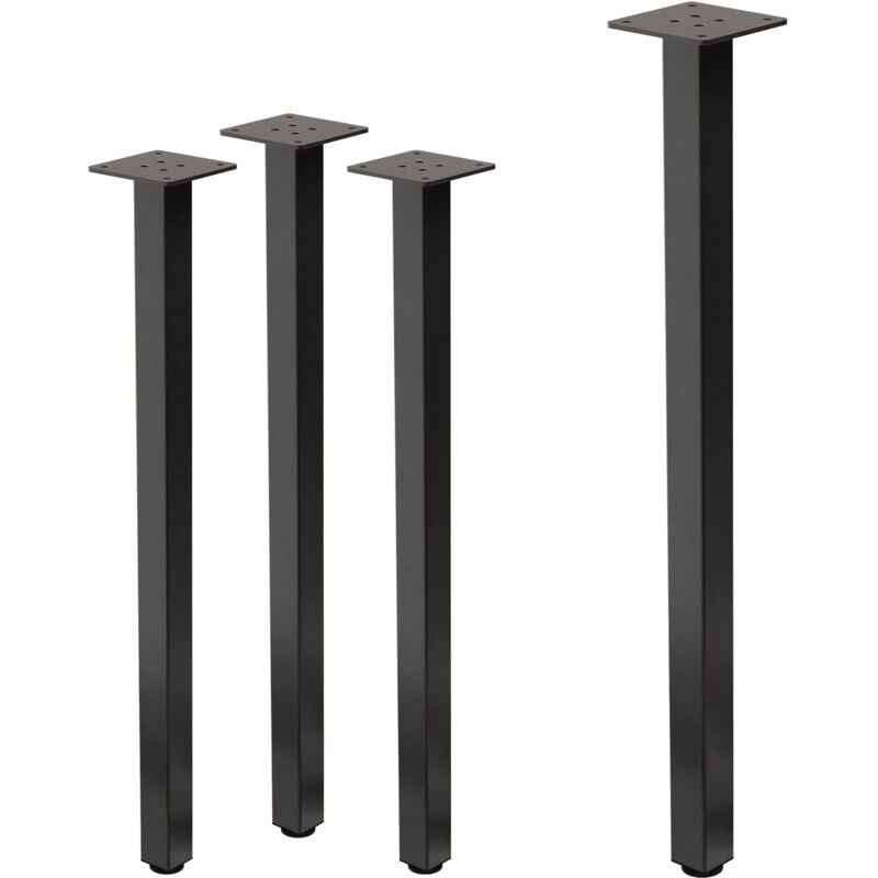 foto del prodotto set 4 gambe da tavolo i design 72 cm in acciaio verniciato a polvere grigio scuro con piedini regolabili e piastra di montaggio 4 mm per tavolini
